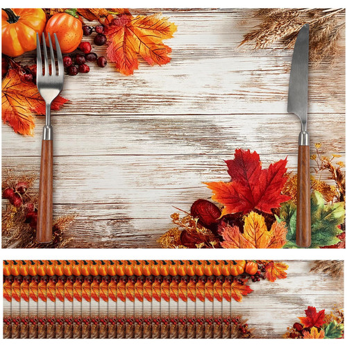 Eaasty Disposable Red Gingham Paper Placemats Summer Checkered Picnic BBQ Paper Table Place Mat Double Sided for Baby Showers Wedding Birthday Tea Parties Dinner Table Decoration(100 Pcs,Maple Leaf)