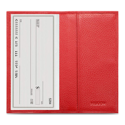 HISCOW Minimalist Checkbook Cover - Full Grain Leather, Pebble Red, Taille Unique