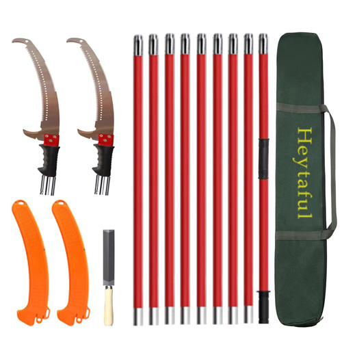 Heytaful 30ft Extendable Pole Saw for Pruning Tall Branches for Palm and Shrub Pruning with Long Handle (Red)