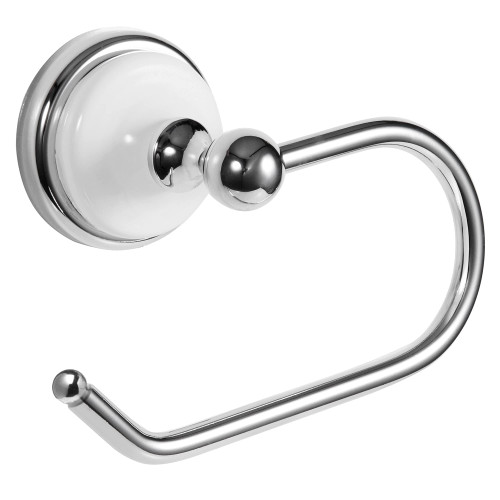 Design House 559302 Savannah Toilet Paper Holder Wall Mounted for Bathroom, Polished Chrome and White