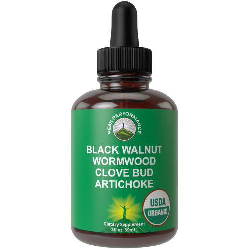 USDA Organic Wormwood Black Walnut Clove Drops Cleanse for Humans. 2 Fl Oz