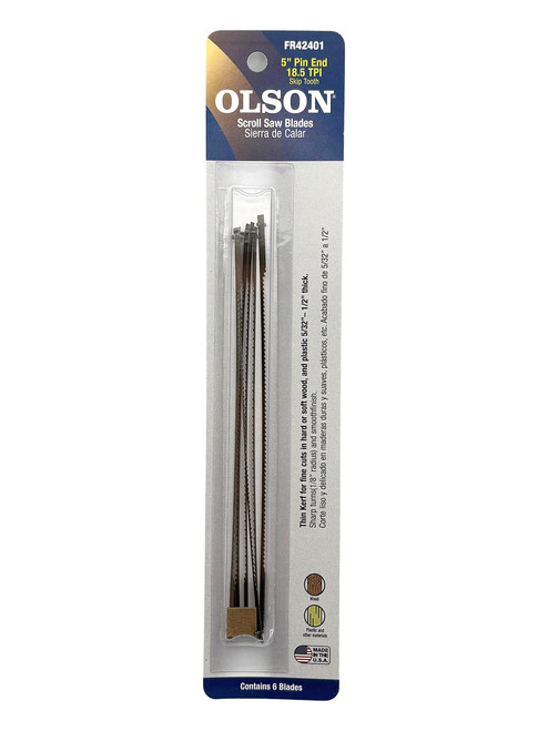 Olson Saw 42401 Pin End Scroll Saw Blade, 18.5 Tpi
