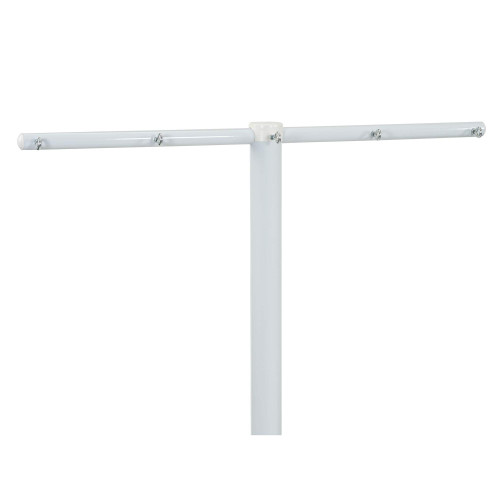 Household Essentials Mega Outdoor Clothesline T‑Post, Galvanized Steel Single Post with Crossbar and Eyelet Screws, White Finish