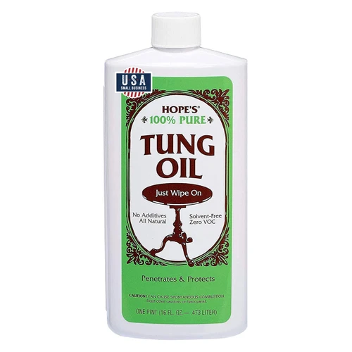 Hope's 100% Pure Tung Oil, Food Safe Wood Finish, 16 Fl Oz