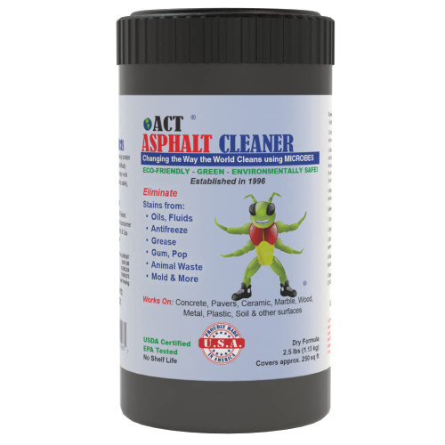 ACT Asphalt Cleaner – Eco-Friendly Dry Powder Oil Stain Remover for Driveways, Parking Lots & Roadways | HOA Approved | Bioremediation Formula | Safe around Pets | 2.5lb