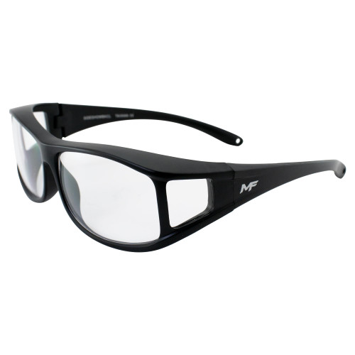 MotoFrames Sideshow Fit Over Glasses OTG Safety Motorcycle Glasses Matte Black Frames Clear Lenses