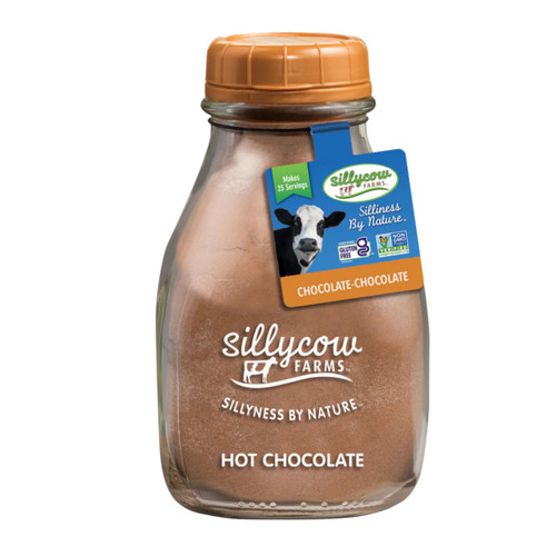 Sillycow Farms Hot Chocolate Mix Flavor | Rich Hot Cocoa Delight | Gluten-Free, Non-GMO, Dairy-Free | Nut-Free Certified Quality Cocoa Powder Blend | 16.9 Oz Reusable Glass Bottle - Pack of 1