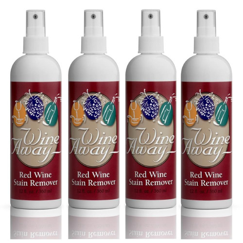 Wine Away Red Wine Stain Remover - Perfect Fabric, Upholstery and Carpet Cleaner Spray Solution - Effectively Removes Blood, Coffee, and Pet Stains - Fresh Citrus Scent - 12oz (Set of 4 bottles)
