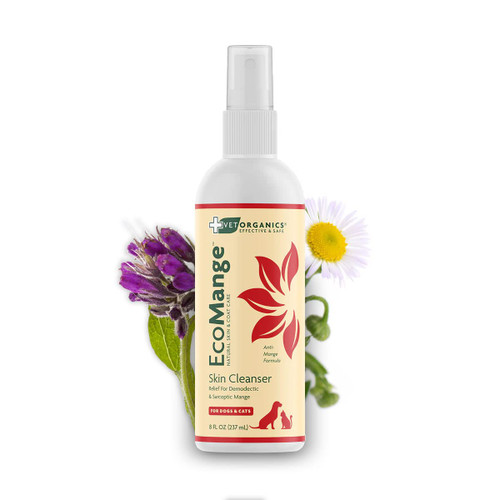 Vet Organics EcoMange Spray for Dogs & Cats, 8 fl oz – Soothing Botanical Relief for Mange Symptoms: Itching, Redness, Scabs & Hair Loss – No-Rinse Spray-On