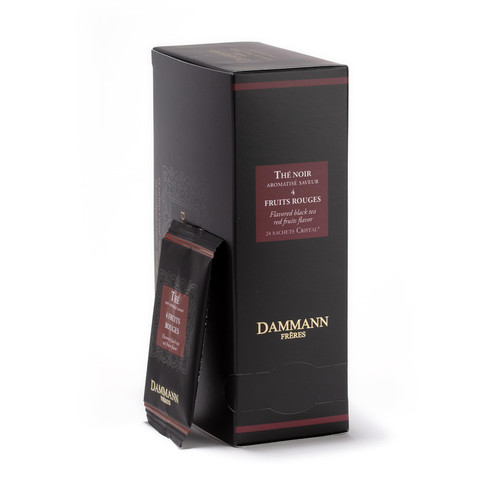 Dammann Freres Sachets, Quatre Fruits Rouges Tea Bags, Premium Gourmet French Black Tea, Blend Strawberry, Cherry, Raspberry, Red Currant Flavors, Individually Wrapped, 24 Count (Single Pack)