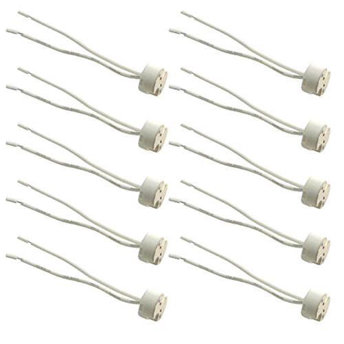 glo-shine Mr16 Mr11 Gu5.3 Ceramic Lamp Socket,Connector Base Socket Adapter with Wire for LED Halogen CFL Bulb(10pcs)