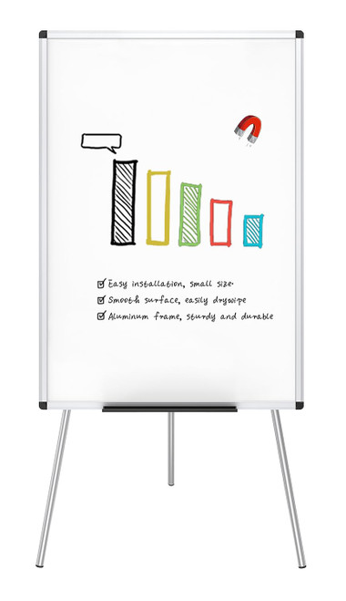 VIZ-PRO Magnetic Easel Whiteboard, 36 x 24 Inches, Height Adjustable Stand