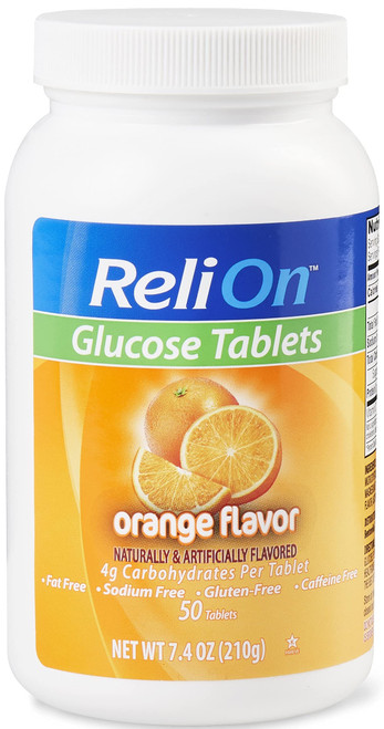 Relion Glucose Tablets - Orange Flavor - 50 Counts