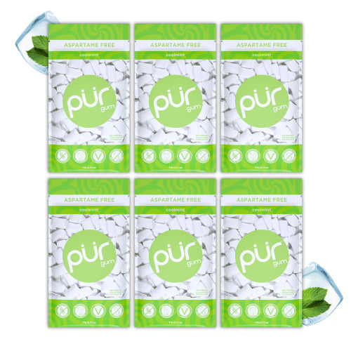 PUR Gum, Coolmint, Xylitol Gum, No Artificial Flavor, 330 Count (6x55)
