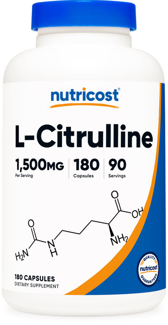 Nutricost L-Citrulline 1500mg, 180 Capsules, Gluten Free, GMO-Free