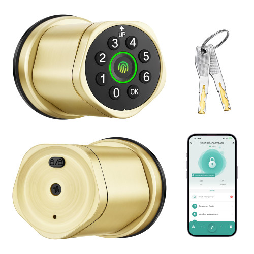 Keyless Entry Keypad Door Lock with Knob, Smart Door Lock with Fingerprint