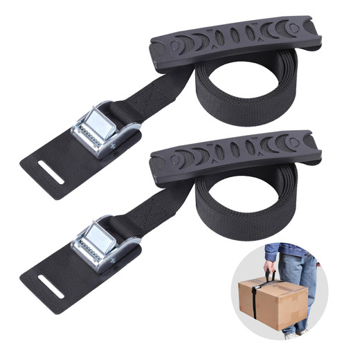 Neracking Carrying Strap with Handle, Adjustable Heavy Duty Cam Buckle Tie Down Straps for Safely Moving and Lifting Heavy Boxes, Camping Chairs and Mat (4 pcs 1" x 5')