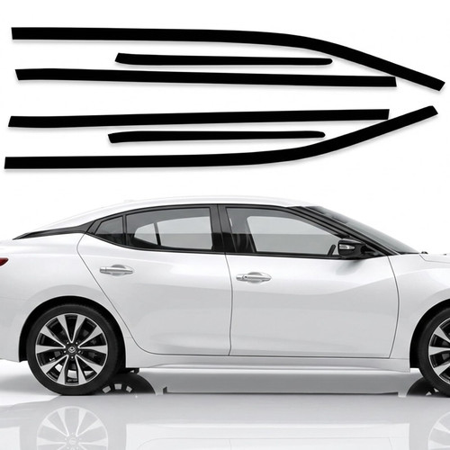 Flarexion Fit for 2015-2023 Nissan Maxima Side Window Chrome Delete Trim Overlay Kit with Gloss Black Blackout Film