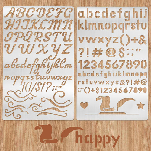 HJZHII 2PCS Metal Engraving Stencils, Stainless Steel Letter Number Stencil