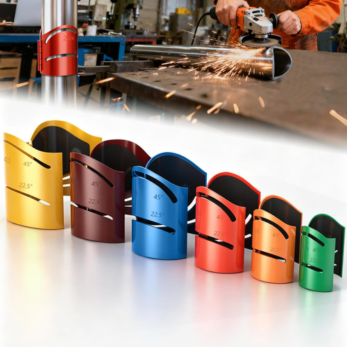 Pipes Saddle Template,Metal Pipe Cutting Guide Kit,Pipe Coping/Notching Tool,6-Piece Set Sizes: 1-5/8", 1-7/8", 2-3/8", 2-7/8", 3-1/2", 4-1/2" Pipe Cutting Guide 22.5°, 45°, 90° and Saddle Cuts