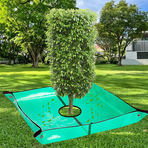Landscape Pruning Tarp, 80"x80" Tree Trimming Tarp with 12" Center Hole