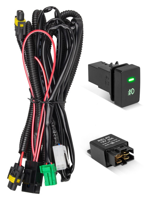 Anina H11 H8 H9 880 Fog Light Wiring Harness with OEM Style ON/Off Switch & 40A Relay Compatible with 2013-2022 Honda Civic Accord Fit CR-V for LED Fog Driving Lights