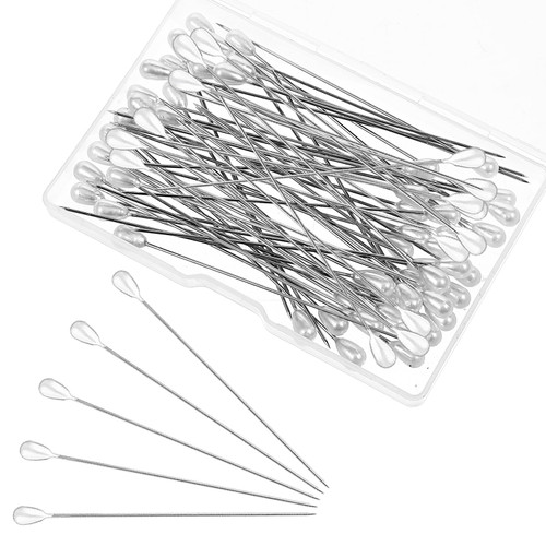 100 PCS Pearl Head Pins, 3 Inch Corsage Boutonniere Pins Straight Pin with Pearl Heads White Pearlized Ball Decorative Pin for Quilting Sewing Pinning Quilt Jewelry Making DIY Craft Flower Decoration