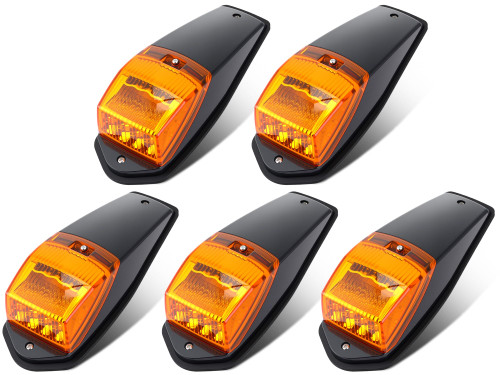 VIHOSE 5 Pack 34 LEDs Cab Marker Lights for Semi Trucks, Black Amber