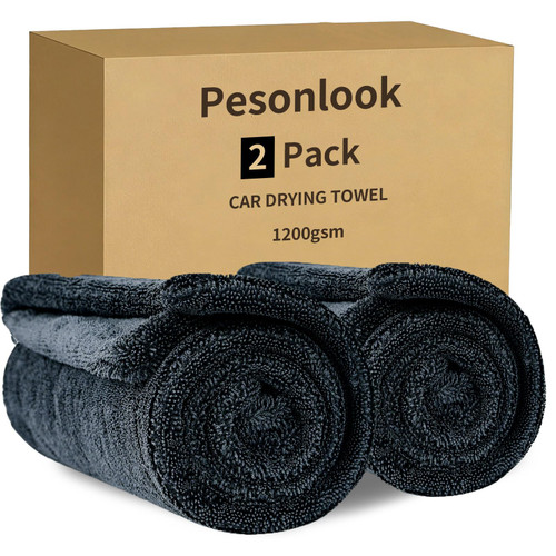 2 Pack Microfiber Car Drying Towels 1200 GSM , 36x24 Inch Extra Large Double Twisted Pile, Edgeless Car Wash Towels, Ultra Absorbent,No Streak, Scratch or Water Spot Towel for Cars&Trucks(Orange/Gray)