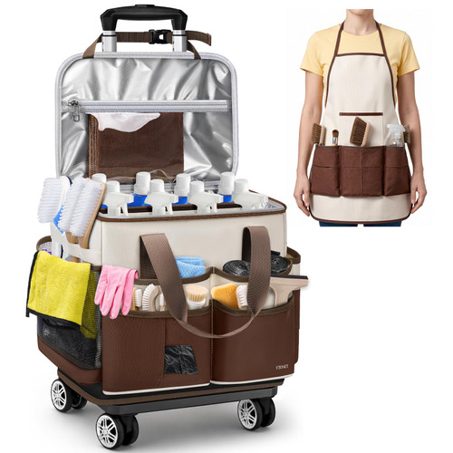 Ytonet Cleaning Caddy with 4 Spinner Wheels, Rolling Cleaning Caddy Bag