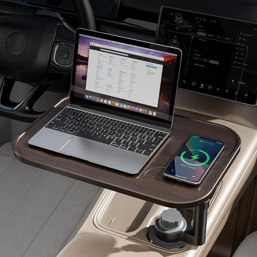 Aucoza Car Desk for Laptop, Car Table & Car Tray with 360° Rotating Cup Holder, Adjustable Height Car Food Tray