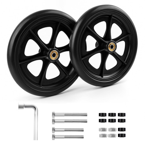 2 Pcs 8 Inch Walker Wheels Replacement Solid Wheelchair Front Wheels,Anti-Slip Rubber Rollator Replacement Wheels for Wheelchairs, Rollators, Walkers