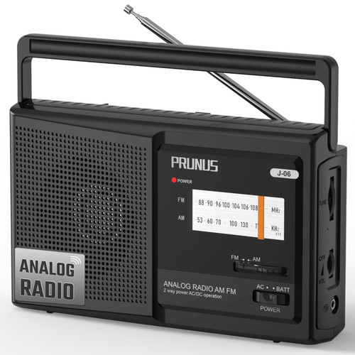 PRUNUS 06 AM FM Radio Portable, Battery Operated and AC Plug, PVC Chip