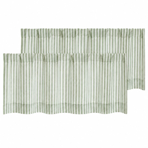 Chyhomenyc Striped Valances for Windows 14 inch, Sage Green, 2 Pieces