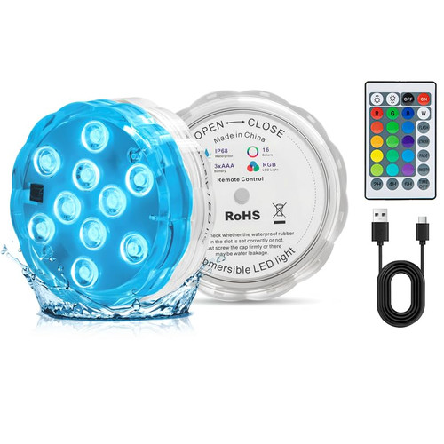 Seaponer Rechargeable Boat Lights - IPX8 Waterproof LED Lights with Remote, RGB Multi 25 Colors, for Deck Courtesy Interior Lights, Fishing Kayak Duck Jon Bass Boat, 2 Pack
