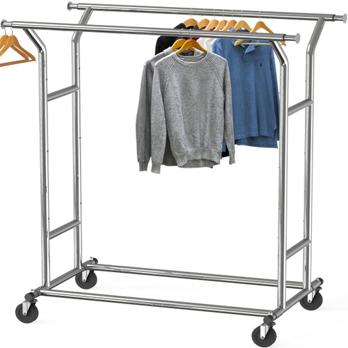Simple Houseware Heavy Duty Double Rail Clothing Garment Rack, Chrome