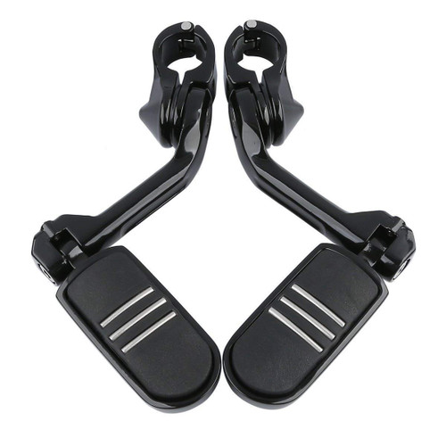 TCMT 1-1/4" 1.25" 32mm Black Long Angled Highway Engine Guard Foot Pegs Kit Fits For Harley Touring Road King Street Glide Road Glide Electra Glide Softail Sportster Dyna with 1.25" Engine Guards