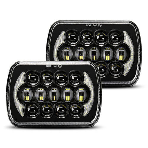 LX-LIGHT 105W 1000% Bright Black H6054 5x7 7x6 Led Headlights DRL Anti-glare Hi/Low Sealed Beam Compatible with Jeep Wrangler YJ Cherokee XJ Trucks Ford Chevy etc