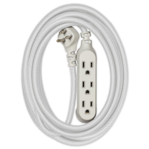 Habitat 15ft Braided Extension Cord, 3 Outlets, Titanium, Low Profile Electrical Plug Outlet Power Strip, Extension Cord with Multiple Outlets,15 ft Extension Cord with 3 Outlet Adapter