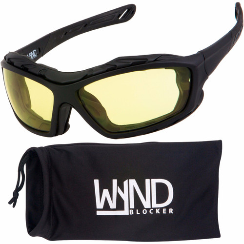 WYND Blocker Clickback Motorcycle Sunglasses Riding Glasses, Black/Yellow