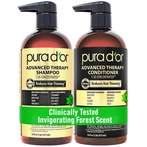 PURA D'OR Advanced Therapy Biotin Shampoo & Conditioner Set, 16oz x2