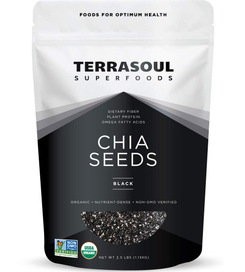 Terrasoul Superfoods Organic Black Chia Seeds, 2.5 Pounds, Nutrient-Packed Superfood for Energy, Puddings, Smoothies, and Baking