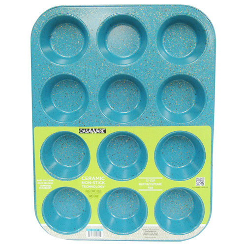 casaWare Ceramic Coated NonStick 12 Cup Muffin Pan (Red Granite)