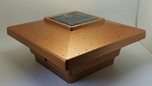 Set of 6 Solar Post Cap Light LED Low Profile Copper Color 4"x4" inch for Vinyl & Wood Bright 4X SMD LED Lighting