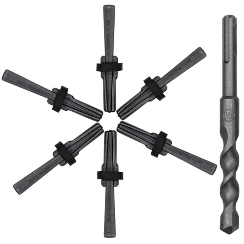 Csdtylh 6PCS Rock Splitting Wedges and 1PCS Rotary Hammer Drill Bit, Wedge and Feather Shims, Stone Splitter Tools for Granites, Concretes, Boulders, Volcanic Rocks, Limestone Rocks
