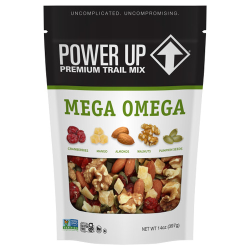 Power Up Trail Mix, Mega Omega Trail Mix, Non-GMO, Vegan, Gluten Free, No Artificial Ingredients, Gourmet Nut, 14 Ounce Bag