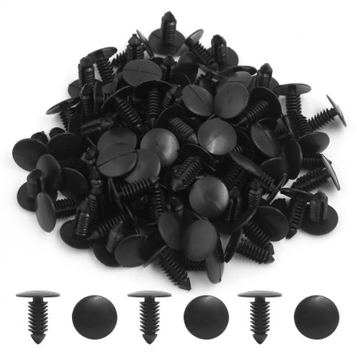 200 Pcs Black Plastic Push Clip Fasteners, 7mm Hole Size, Universal Automotive Body Clips