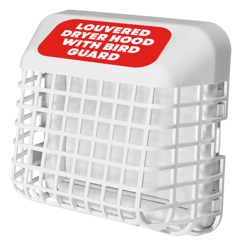 Deflecto Louvered 4-Inch Outdoor Dryer Vent Cover with Bird Guard, White