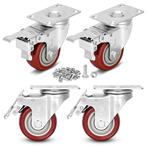 Moogiitools 3 inch Heavy Duty Casters,Set of 4,Locking Swivel Wheels