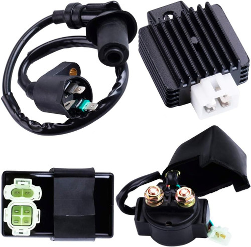 GY6 Ignition Kit for Tomberlin Crossfire 150R/Spiderbox: AC CDI (4+2 Pin), Coil, Regulator, Relay, Spark Plug | Fits 50-150cc ATV, Scooter, Hammerhead GTS
